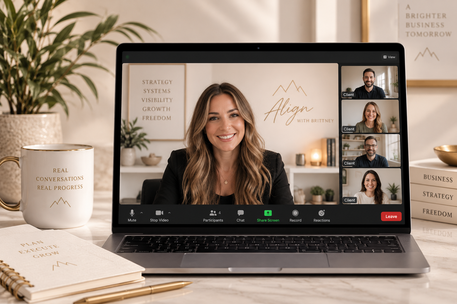 A weekly coaching call with Brittney and her clients